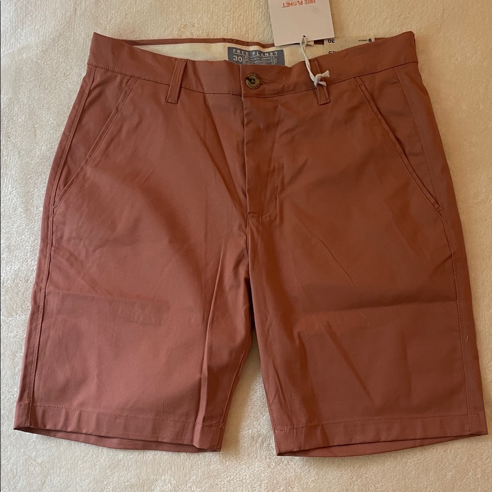 3 for $25! NWT Free Planet Men's Terracotta Flat Front Shorts,‎ size 30
